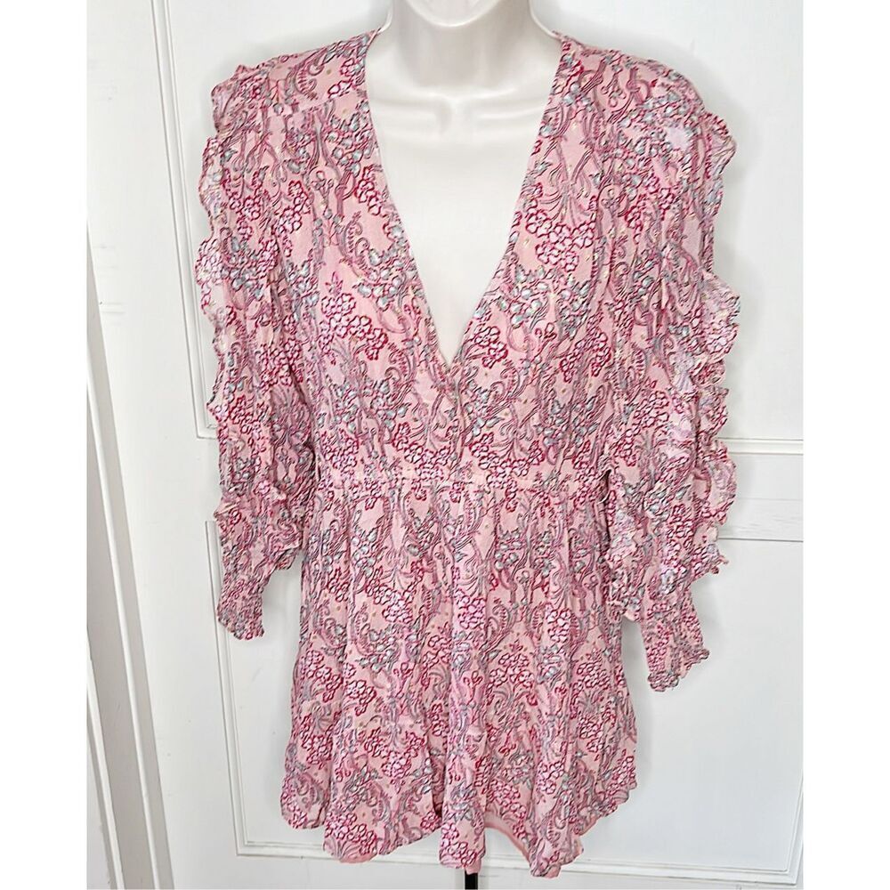 Pink Floral V-Neck Mini Dress